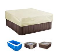 Housse De Protection Spa Couverture Carrée,Bâche pour Piscine Hors Sol et Spa Gonflable Imperméable Résistant aux UV Couverture de Bain à Remous Thermique Extérieur(Beige,215 * 215 * 30CM)