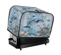 Housse de protection universelle pour grille-pain 2 tranches, gouvernail de bateau en bois, dauphin, étoile de mer, protection anti-poussière et imperméable, tissu anti-rayures pour appareils de cu