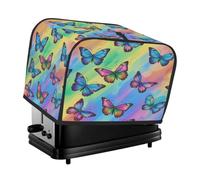 Housse de protection universelle pour grille-pain (2 tranches), motif papillons et arrière-plan colorés, anti-poussière et imperméable, tissu anti-rayures pour appareils de cuisine