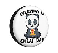 Housse de Protection Universelle pour Pneu « Pizza Panda Day is Cheat Day » pour Camion, SUV, remorque, Camping-Car, VR, 15 Pouces