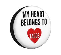 Housse de Protection Universelle pour pneus « My Heart Belongs to Tacos » pour Camion, SUV, remorque, Camping-Car, VR, 15 Pouces