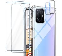 Housse De Protection Xiaomi 11t/11t Pro Avec 2 Verres Trempés 9h + 2 Protège-Objectifs Coque Transparente Anti-Choc Airbag En Silicone Souple Tpu