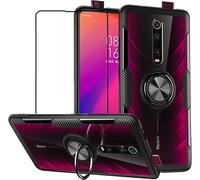 Housse De Protection Xiaomi Redmi K20/9t Double Couche Pc/Tpu Avec Support Bague Rotative 360°, Aimant Voiture, Écran Verre Trempé, Antichoc Ultra-Mince