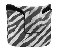 Housse de putter carrée magnétique à clipser pour maillet carré en cuir PU imperméable classique rayures zèbres peau d'animal blanc