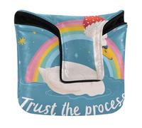 Housse de putter magnétique pour maillet de golf carré en cuir synthétique imperméable Trust The Process Swan