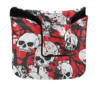 Housse de putter maillet avec fermeture magnétique pour maillet et carré en cuir PU Motif tête de mort Rouge Terrible