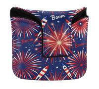 Housse de putter pour maillet de golf à bouton-pression magnétique pour la plupart des marques de putter en cuir PU imperméable motif feu d'artifice du 4 juillet
