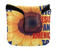 Housse de putter pour maillet de golf avec fermeture magnétique pour maillets et carrés imperméables en cuir synthétique Loves and America Too Sunflower 4 juillet