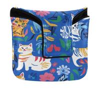 Housse de putter style maillet avec fermeture magnétique pour maillet carré en cuir PU imperméable chic chat américain bleu roi