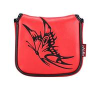 Housse de putter universelle pour maillet de golf carré avec fermeture magnétique Motif papillon Rouge 13 x 14 x 3 cm