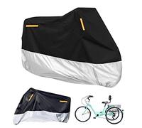 Housse de qualité supérieure pour tricycle pour adulte, compatible avec tous les vélos à 3 roues ou motos - Rangement extérieur et intérieur - 264,2 x 110 x 124,5 cm (L x l x H) (noir et argenté,