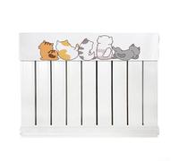Housse de radiateur en flanelle douce avec bouclier noir anti-fumée - Rideau décoratif vertical pour unités chauffantes domestiques - Motif chat sur fond blanc - Convient aux tailles de 60 cm à 180 cm