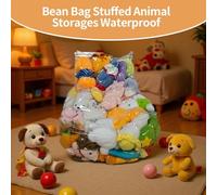 Housse De Rangement Pour Peluches En Sac De Billes | Pochette Transparente Remplissage Billes Polystyrène pour Adulte | Rangement Réutilisable Jouets Décoration Chambre Adulte Enfant Sol Canapé Lit Le