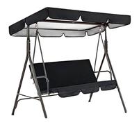 Housse de rechange imperméable pour balancelle de patio - Résistant aux UV avec fixation de siège - Convient pour auvent de 195 x 125 x 15 cm et 150 x 50 x 10 cm - Noir