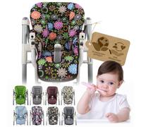 Housse de rechange pour coussin d'assise [Housse pour chaise haute] compatible avec Peg Perego Prima Pappa DINER (fleurs multicolores marron)