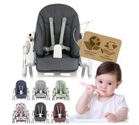 Housse de rechange pour coussin d'assise [Housse pour chaise haute] compatible avec Peg Perego Prima Pappa ZERO3 et SIESTA (gris foncé chiné)