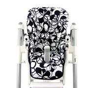 Housse de rechange pour coussin d'assise [Housse pour chaise haute] compatible avec Peg Perego Prima Pappa DINER (noir blanc cercles)