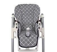 Housse de rechange pour coussin d'assise [Housse pour chaise haute] compatible avec Peg Perego Prima Pappa Diner (noir blanc carreaux )