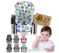 Housse de rechange pour coussin d'assise [Housse pour chaise haute] compatible avec Peg Perego TATAMIA & NEW BORN (éléphants verts)