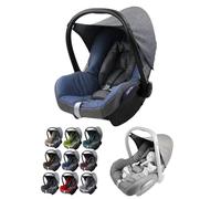 Housse de rechange pour nacelle bébé compatible avec Maxi-Cosi CabrioFix - Ensemble complet de 6 pièces avec coussinets de ceinture, capote pare-soleil et appui-tête (gris chiné/bleu)