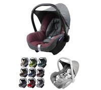 Housse de rechange pour nacelle bébé compatible avec Maxi-Cosi CabrioFix - Ensemble complet de 6 pièces avec coussins de ceinture, capote pare-soleil et appui-tête (gris chiné/bordeaux)