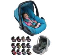 Housse de rechange pour nacelle bébé, compatible avec Maxi-Cosi Pebble - Ensemble complet de 5 pièces avec coussinets de ceinture, capote pare-soleil et appui-tête (étoiles turquoises)