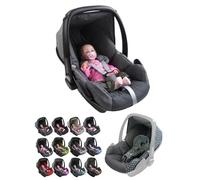 Housse de rechange pour nacelle bébé, compatible avec Maxi-Cosi Pebble - Ensemble complet de 5 pièces avec coussins de ceinture, capote pare-soleil et appui-tête (gris chiné/gris foncé)