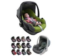 Housse de rechange pour nacelle bébé, compatible avec Maxi-Cosi Pebble - Ensemble complet de 5 pièces avec coussins de ceinture, capote pare-soleil et appui-tête (gris chiné/vert)