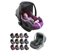 Housse de rechange pour nacelle bébé compatible avec Maxi-Cosi Pebble - Ensemble complet de 5 pièces avec coussins de ceinture, capote pare-soleil et appui-tête (gris chiné/rose)