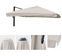 Toile de remplacement pour parasol - HWC - HWC-A96 - 3,5x3,5m - polyester 220g/m² - crème-gris