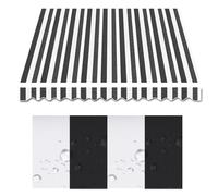 Housse de rechange pour parasol de patio de 2,4 x 1,5 m - Tissu rayé pour marché, bar, terrasse - Convient à 2,4 x 1,5 m - Noir