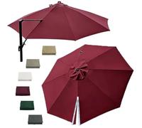 Housse De Rechange Pour Parasol Déporté Rond, 300/335/350cm Auvent De Remplacement Pour Parasol De Terrasse, Toile De Parasol 8 Baleines Pour Extérieur(Red,350cm/11.5ft)