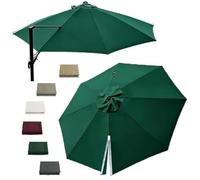 Housse De Rechange Pour Parasol Déporté Rond, 300/335/350cm Auvent De Remplacement Pour Parasol De Terrasse, Toile De Parasol 8 Baleines Pour Extérieur(Dark green,350cm/11.5ft)