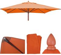 Toile Pour La Gastronomie Parasol En Bois Hwc-C57, Carré 3x3m Polyester 3kg Terre Cuite Orange