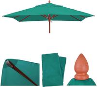 Housse de rechange pour parasol en bois pour la gastronomie HWC-C57, housse de parasol, rectangulaire 3x3m polyester 3kg ~ bleu-vert
