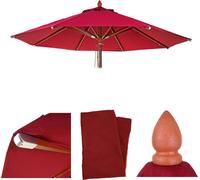 Housse de rechange pour parasol en bois pour la gastronomie HWC-C57, housse de parasol, ronde Ø3m polyester 3kg ~ bordeaux