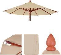 Housse de rechange pour parasol en bois pour la gastronomie HWC-C57, housse de parasol, ronde Ø4m polyester 3kg ~ crème