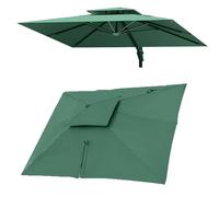 Housse de rechange pour parasol rectangulaire 3 x 4 m, vert foncé, 8 baleines, pare-soleil cantilever pour extérieur et terrasse