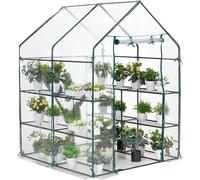 Housse de rechange pour serre de 143 x 143 x 195 cm, sans odeur, en polyéthylène transparent, imperméable, avec fermeture éclair, porte enroulable, cadre et étagères non inclus