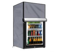 Housse de réfrigérateur d'extérieur pour mini congélateurs verticaux avec poches de rangement, sangles réglables, tissu Oxford 210D, noir et gris (gris L)