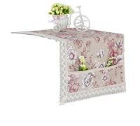 Housse de réfrigérateur en coton et lin, 1 pièce, garniture dentelle imprimée, couverture Machine à laver, serviette avec porte poche, tissu Pour Lave-linge(Beige-3)