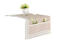 Housse de réfrigérateur en coton et lin, 2 pièces, garniture dentelle, porte imprimée, tissu avec poche, couverture Machine à laver, serviette Pour Lave-linge(Beige-2)