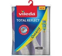 Vileda Total Reflect Housse pour planche à repasser, Reflète la chaleur et la vapeur pour un repassage rapide, Pas de condensation, Installation facile, pour tables 120-130 cm x 38-45 cm, Gris