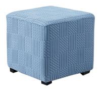 Housse de Repose-Pieds carrée Housse de Pouf Extensible en Peluche Plus épaisse Jacquard Housse de Pouf Extensible Housse de Repose-Pieds avec Fond élastique Lavable en Machine(Blue,80-100cm/31-39in)