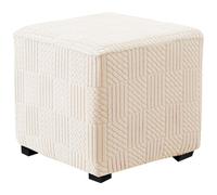 Housse de Repose-Pieds carrée Housse de Pouf Extensible en Peluche Plus épaisse Jacquard Housse de Pouf Extensible Housse de Repose-Pieds avec Fond élastique Lavable en Machine(Beige,60-76cm/23-29in)