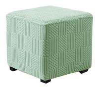 Housse de Repose-Pieds carrée Housse de Pouf Extensible en Peluche Plus épaisse Jacquard Housse de Pouf Extensible Housse de Repose-Pieds avec Fond élastique Lavable en Machine(Green,35-45cm/12-17in)