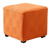 Housse de Repose-Pieds carrée Housse de Pouf Extensible en Peluche Plus épaisse Jacquard Housse de Pouf Extensible Housse de Repose-Pieds avec Fond élastique Lavable en Machine(Orange,35-45cm/12-17in)