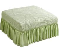 Housse de Repose-Pieds Rectangulaire avec Jupe à Volants, Housse de Tabouret Rétractable à Motif de Feuilles, Universelle pour Toutes Les Saisons, Adaptée au Salon(Mint Green,1 Pack)