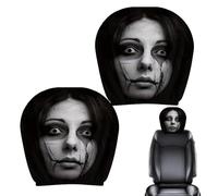 Housse De Repose-Tête Pour Siège Auto | 2 Pièces Élastiques Horreur Gothique,Accessoires Intérieurs Auto Amusants,Pour Véhicule SUV Camping-Car Berline Pick-Up Fourgon Vacances Halloween Voyage