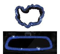 Housse de rétroviseur de voiture bling-bling, housse de coussin pour tête complète pour femme, accessoires d'intérieur de voiture avec strass en cristal, ajustement universel - Bleu